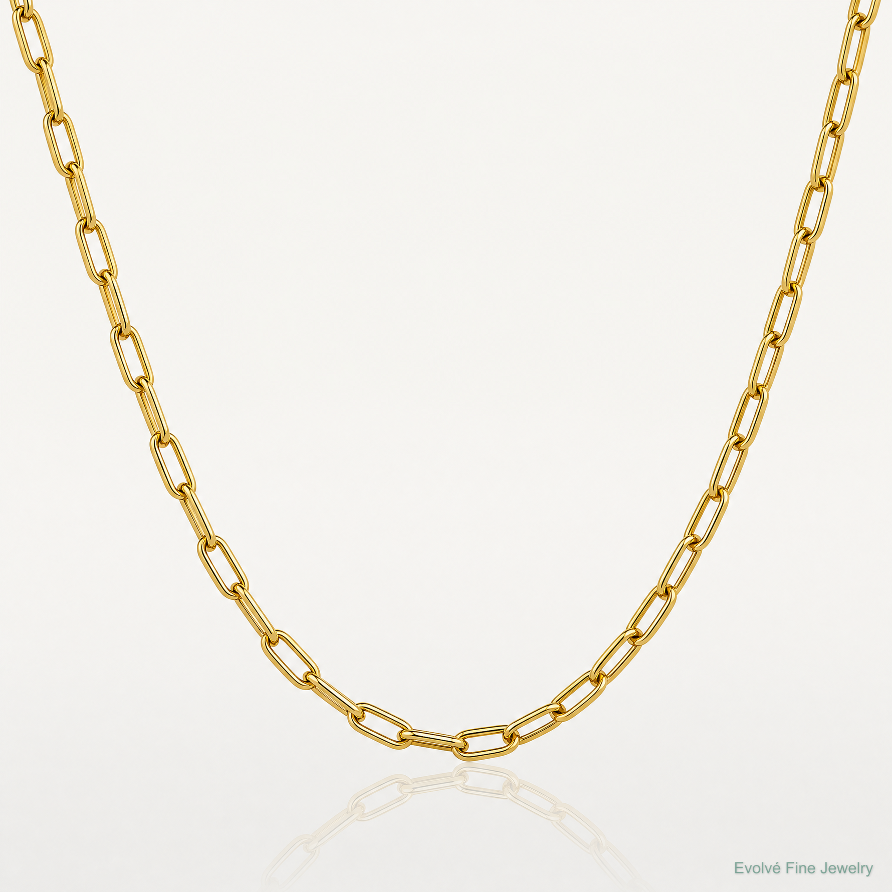 14k 3.7mm Semi-Solid Beveled Paperclip Chain - Lifestyle View