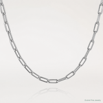 14k White Gold 3.7mm Semi-Solid Beveled Paperclip Chain - Lifestyle View