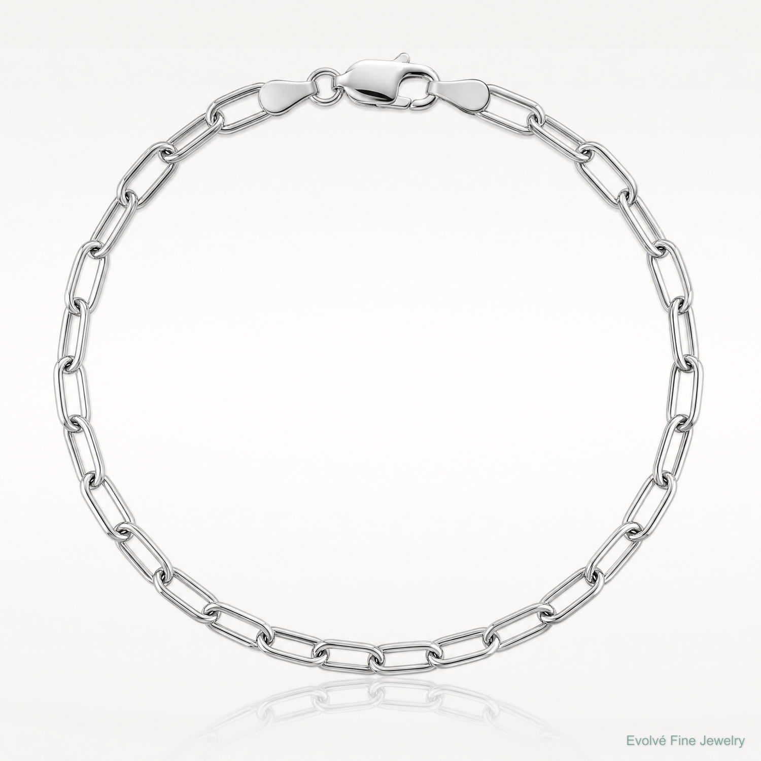 14k White Gold 3.7mm Semi-Solid Beveled Paperclip Chain - Lifestyle View