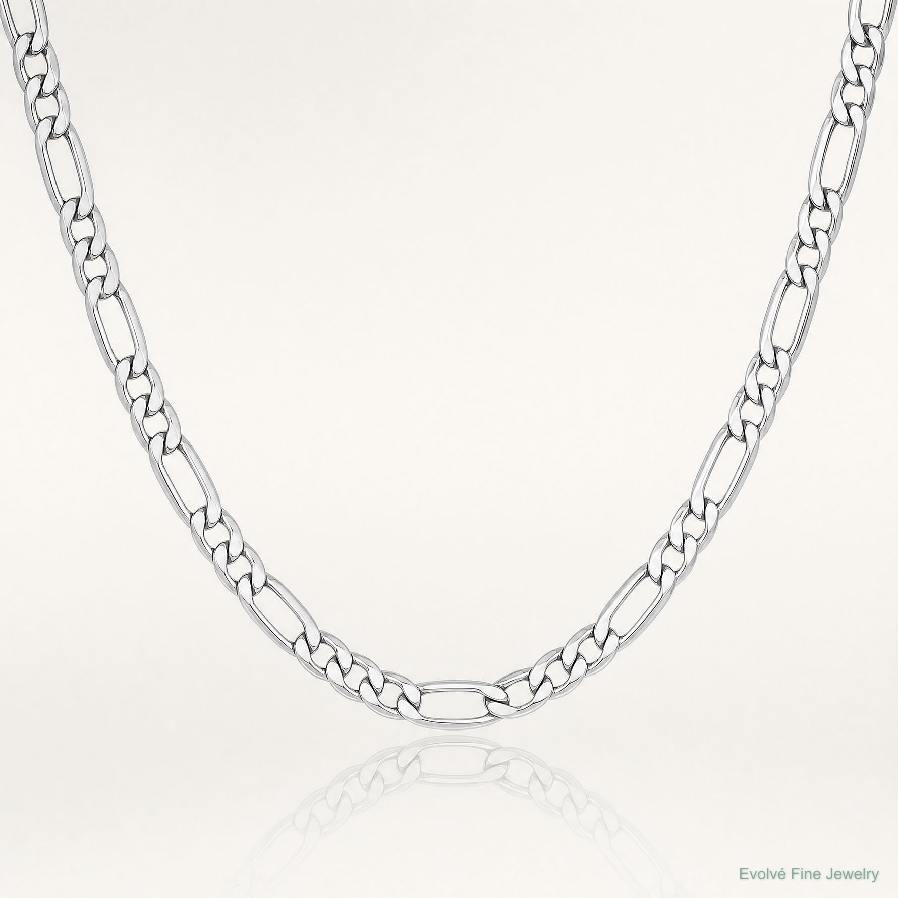 14k White Gold 4.4mm Semi-Solid Figaro Chain - Lifestyle View