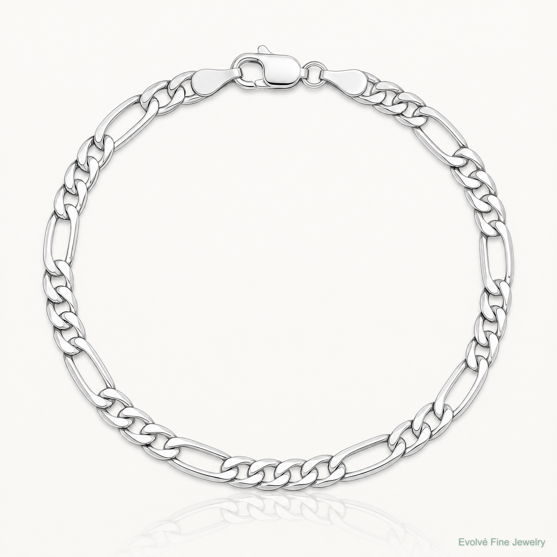 14k White Gold 4.4mm Semi-Solid Figaro Chain - Lifestyle View
