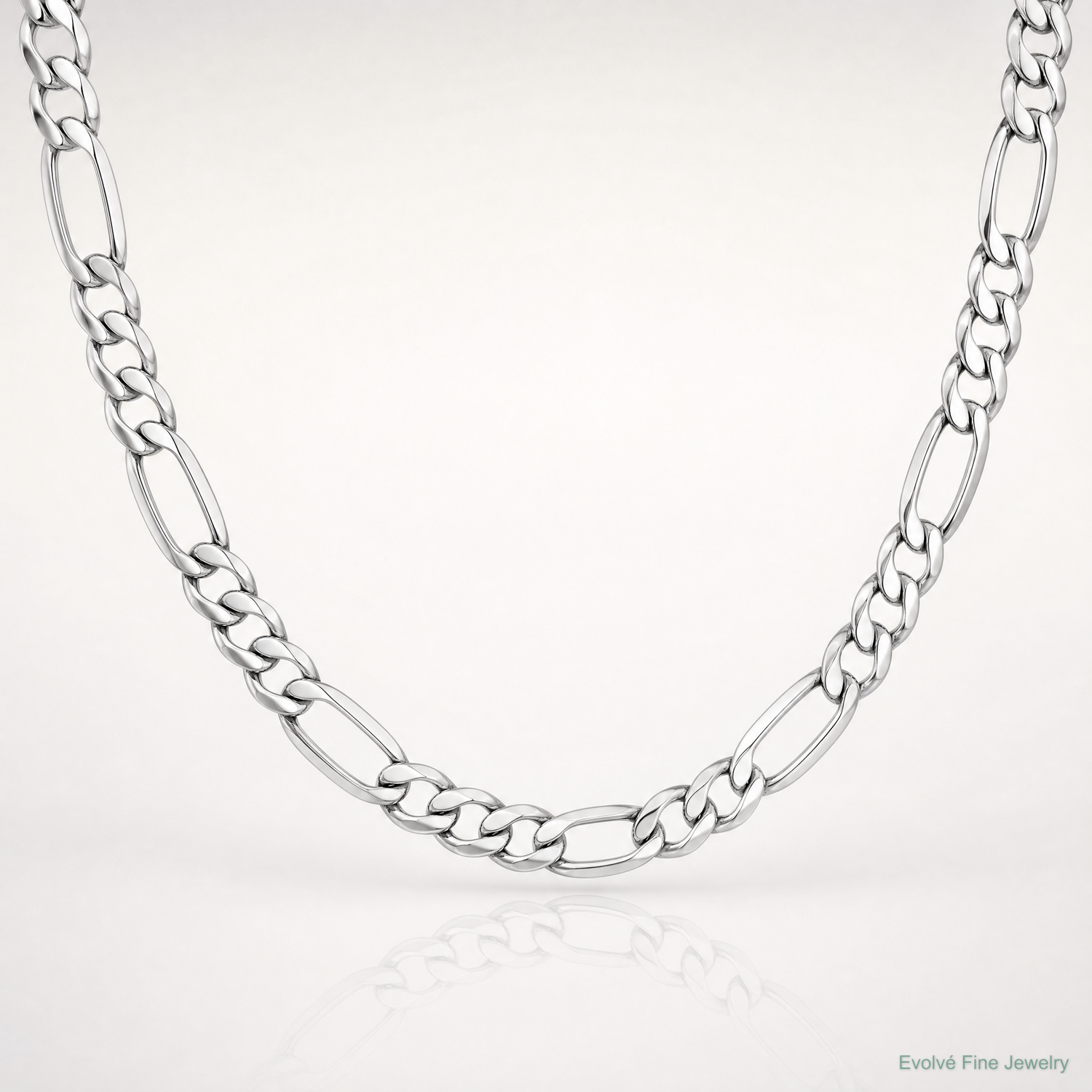 14k White Gold 5.75mm Semi-Solid Figaro Chain - Lifestyle View