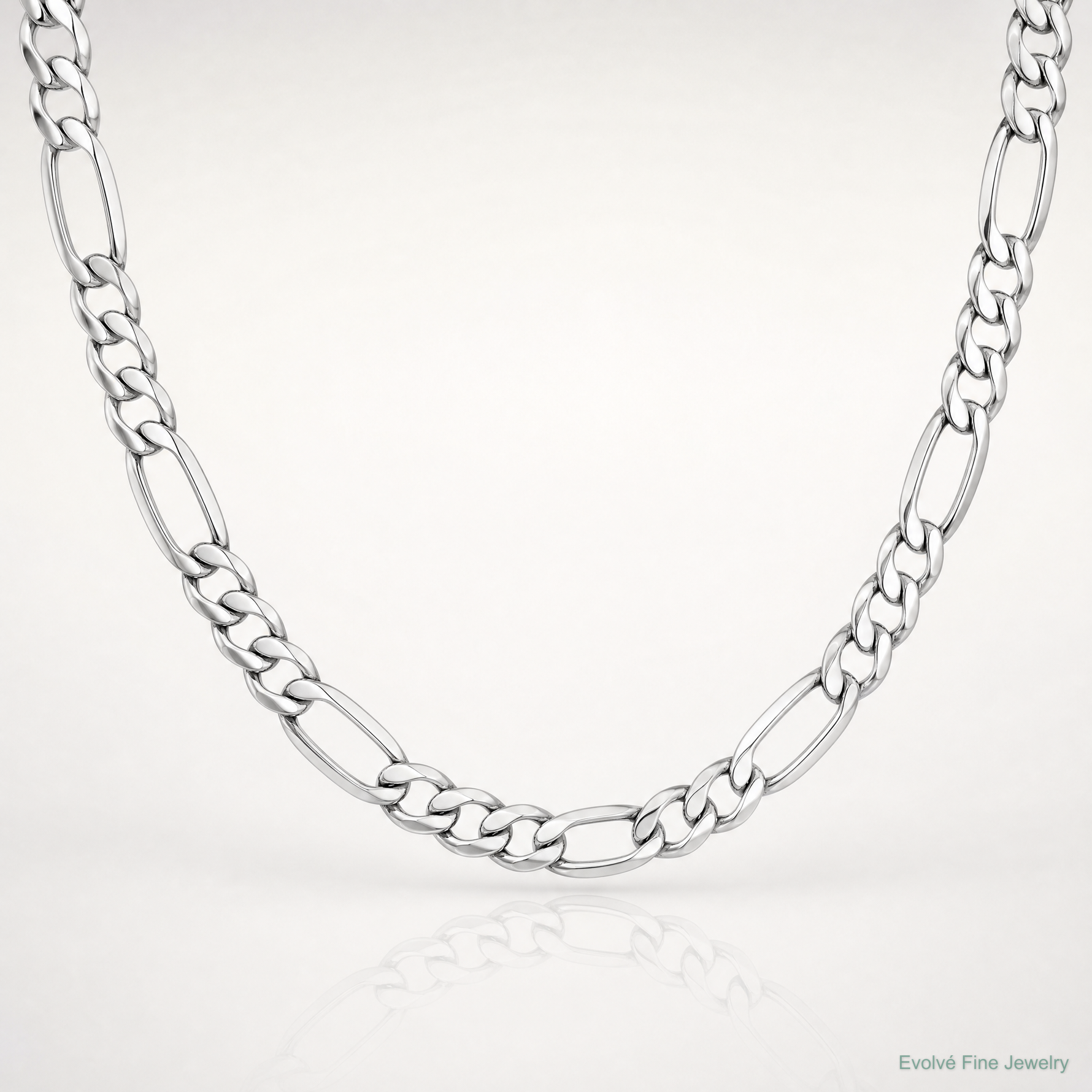 14k White Gold 5.75mm Semi-Solid Figaro Chain - Lifestyle View