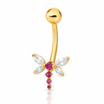 14K 14 Gauge Dragonfly CZ Belly/Navel Ring Body Jewelry - Lifestyle View