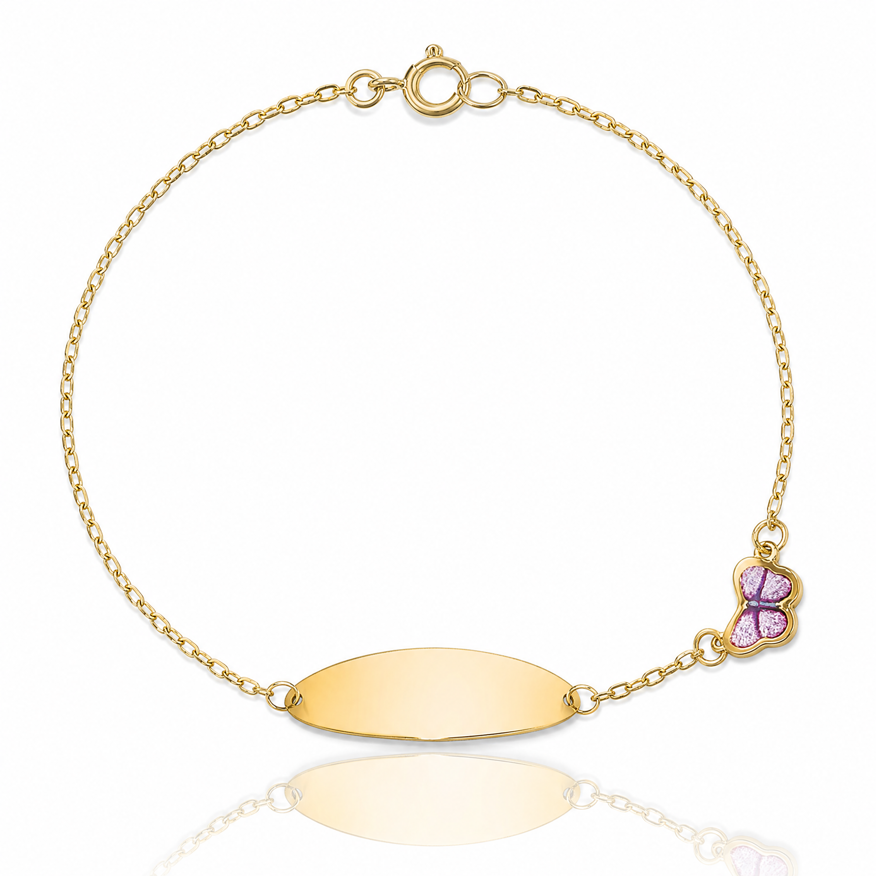 14K Children's Enamel Butterfly w/.5in ext. ID Bracelet - Lifestyle View