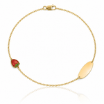 14k Enameled Strawberry Baby ID 5.5in w/.5 in Ext Bracelet - Lifestyle View