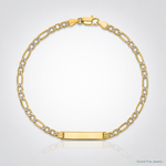 14k w/Rhodium Children's Pavé Figaro Link ID Bracelet - Lifestyle View