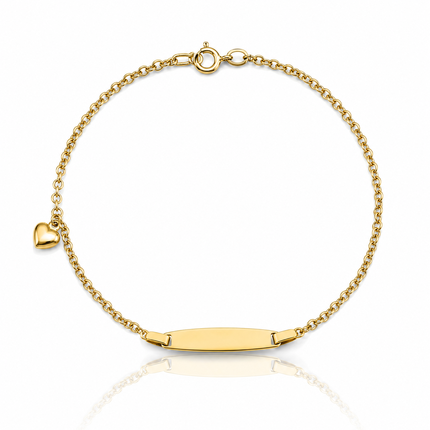 14K Polished w/ Dangling Heart w/1in ext. Baby ID Bracelet - Lifestyle View