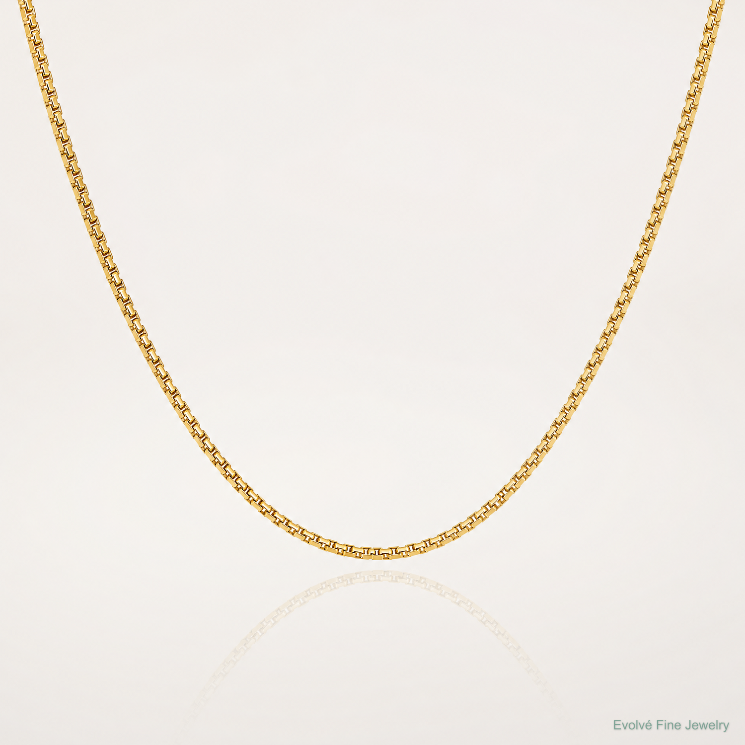 14k .7mm Box with Lobster Clasp Chain - Lifestyle View