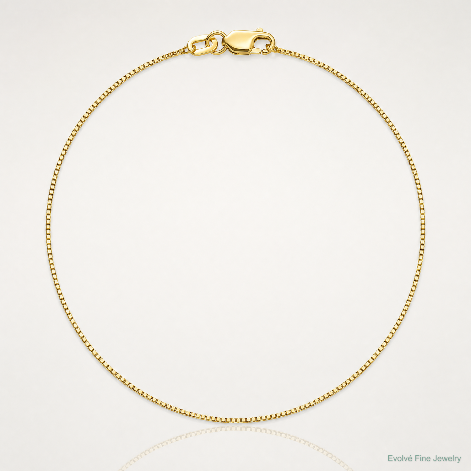 14k .7mm Box with Lobster Clasp Chain - Lifestyle View