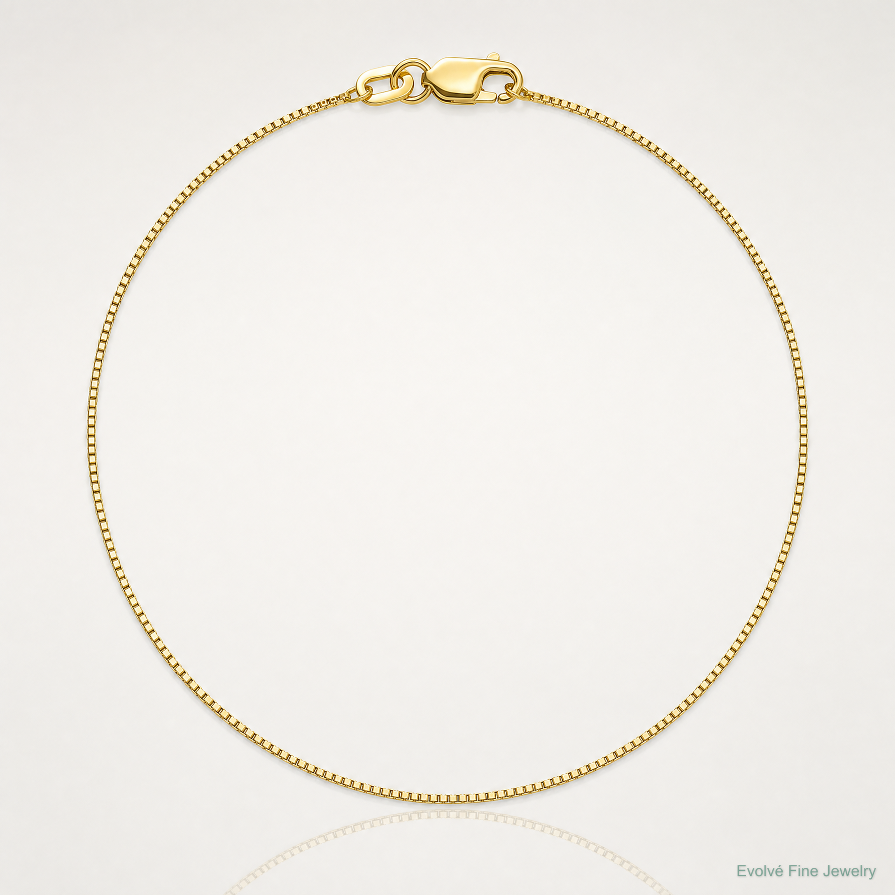 14k .7mm Box with Lobster Clasp Chain - Lifestyle View