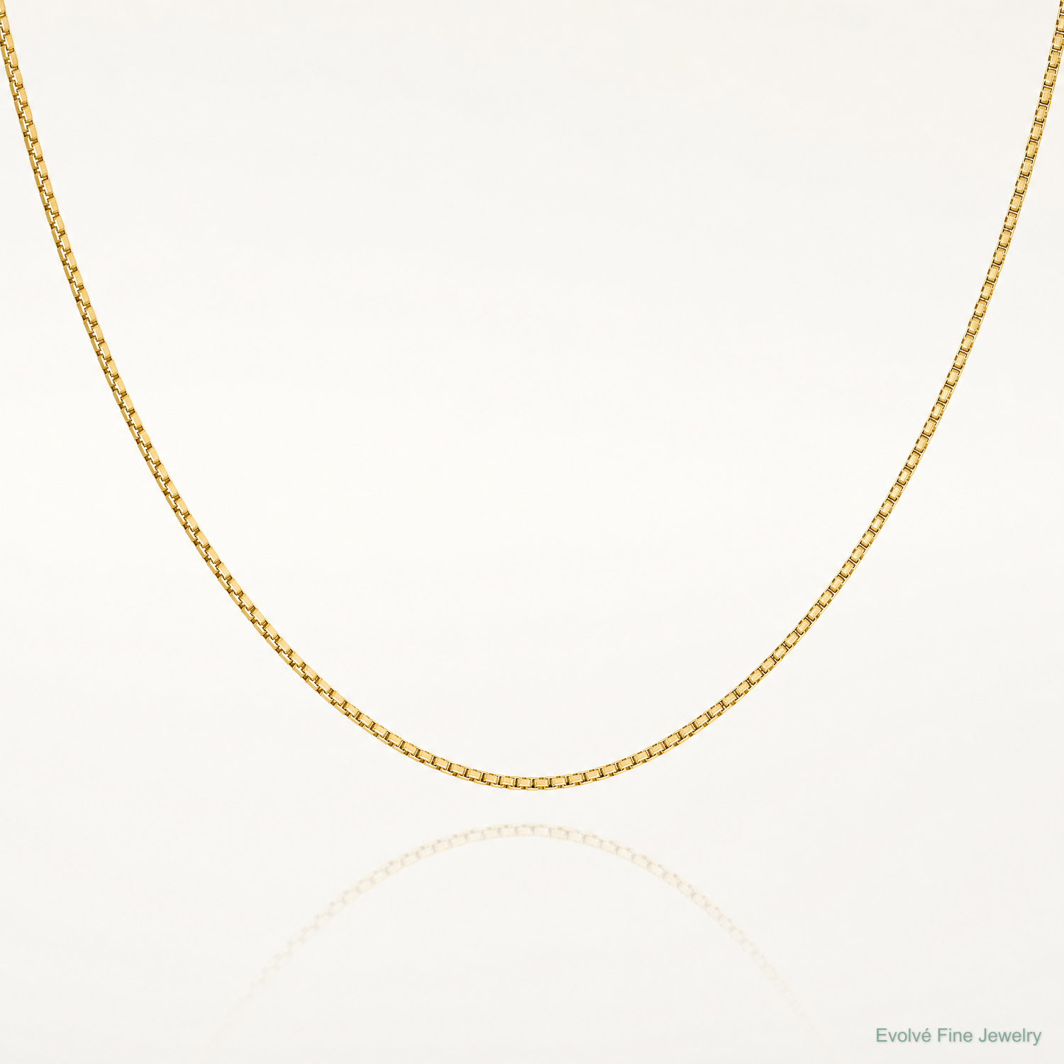14k .9mm Box with Lobster Clasp Chain - Lifestyle View