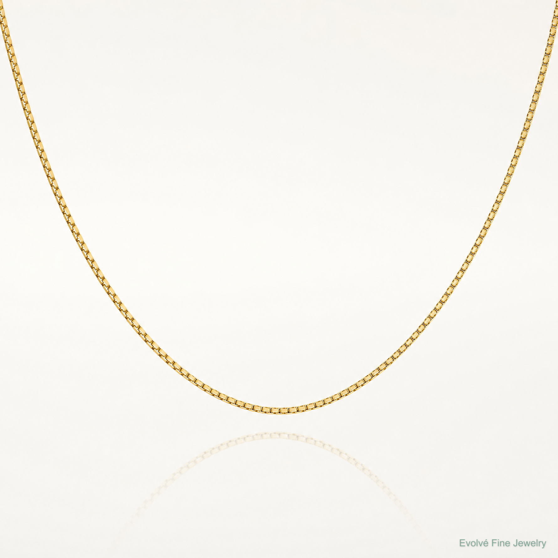 14k .9mm Box with Lobster Clasp Chain - Lifestyle View