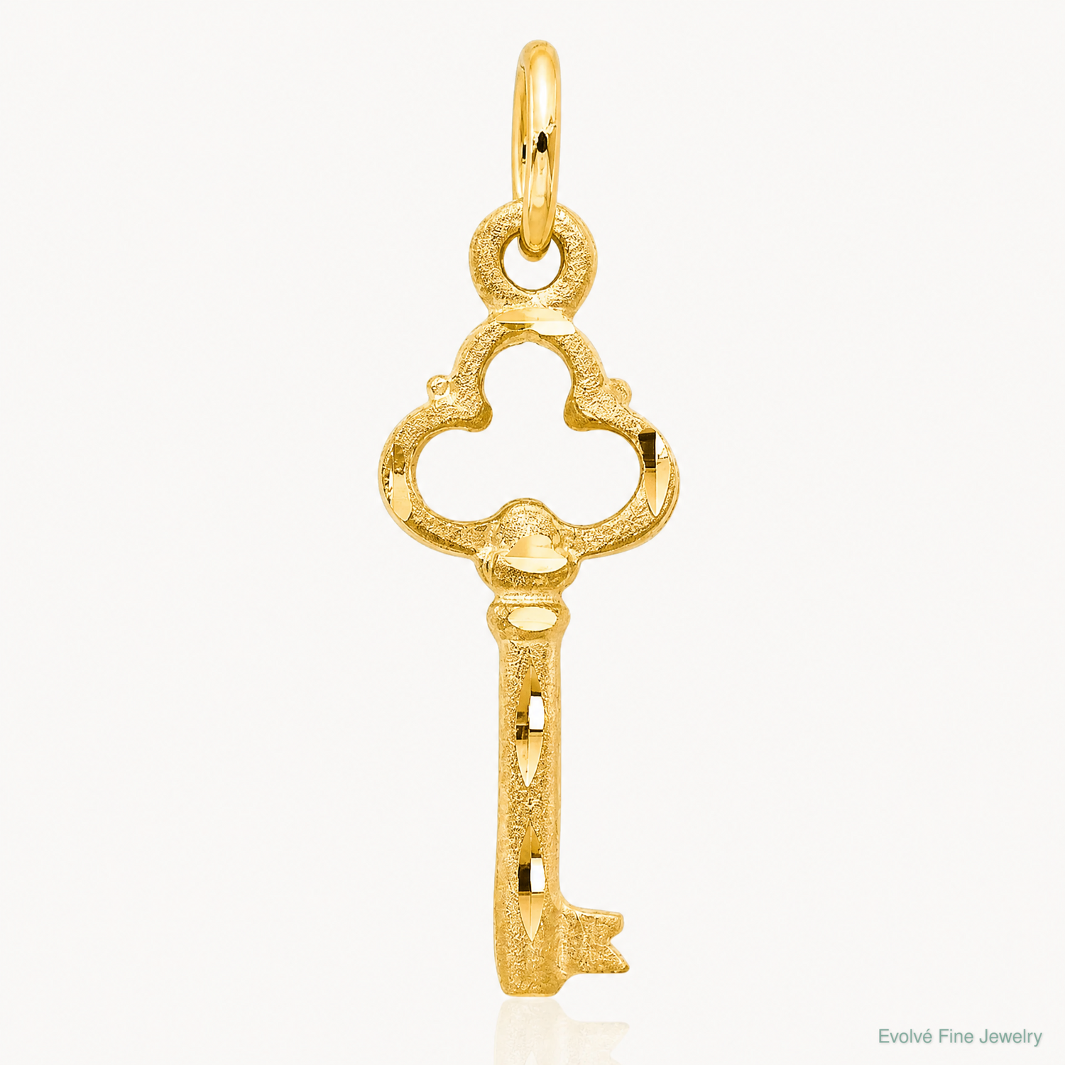 14K Polished Diamond-cut 3D Key Charm - Lifestyle View