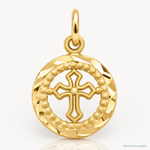 14K Eternal Life Cross in Circle Charm - Lifestyle View