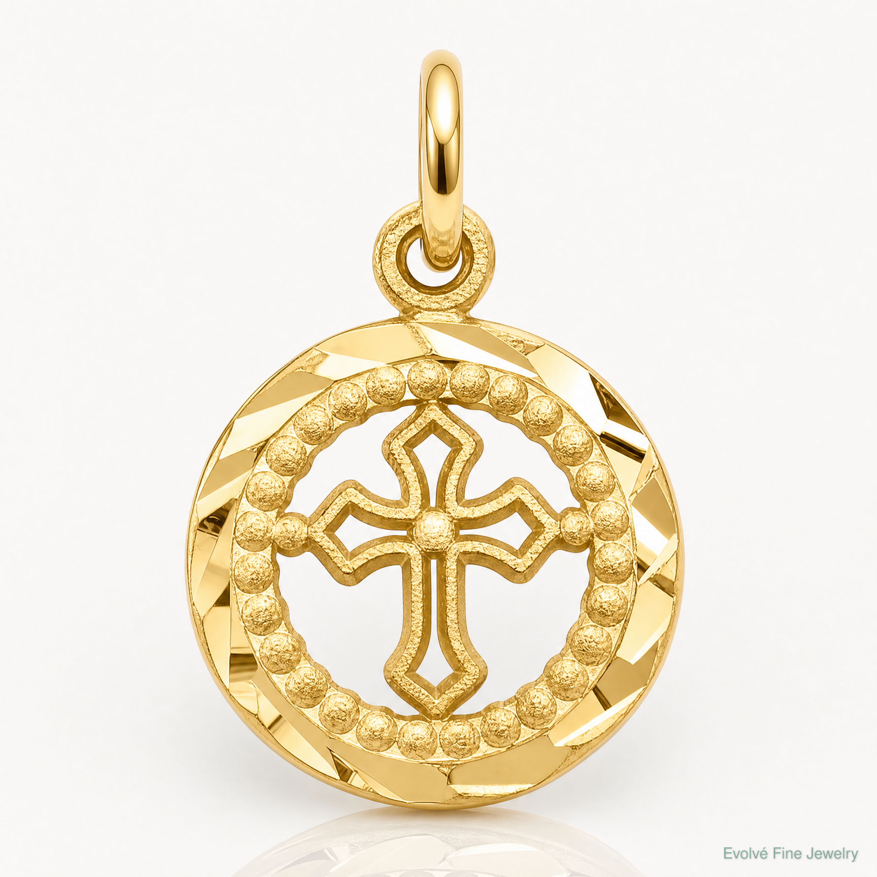14K Eternal Life Cross in Circle Charm - Lifestyle View