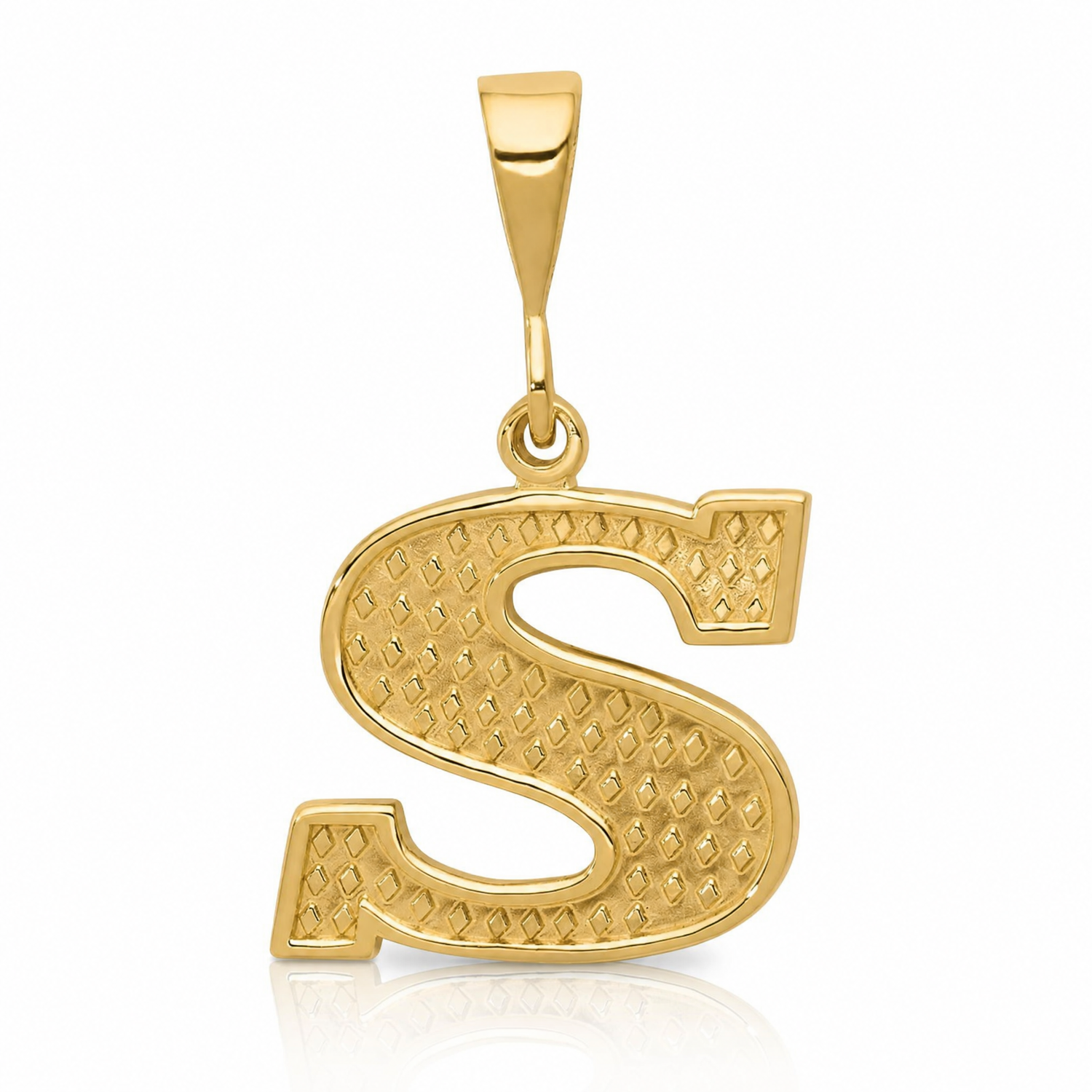 14k Textured Initial S Charm - Lifestyle View