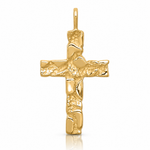 14k Nugget Cross Pendant - Lifestyle View