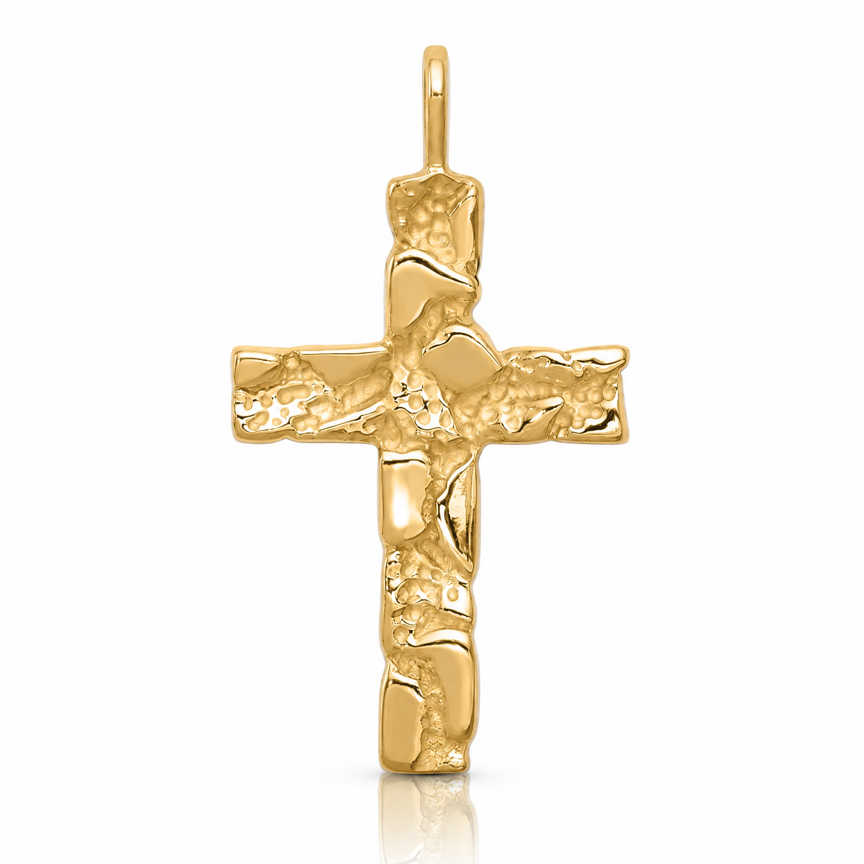 14k Nugget Cross Pendant - Lifestyle View