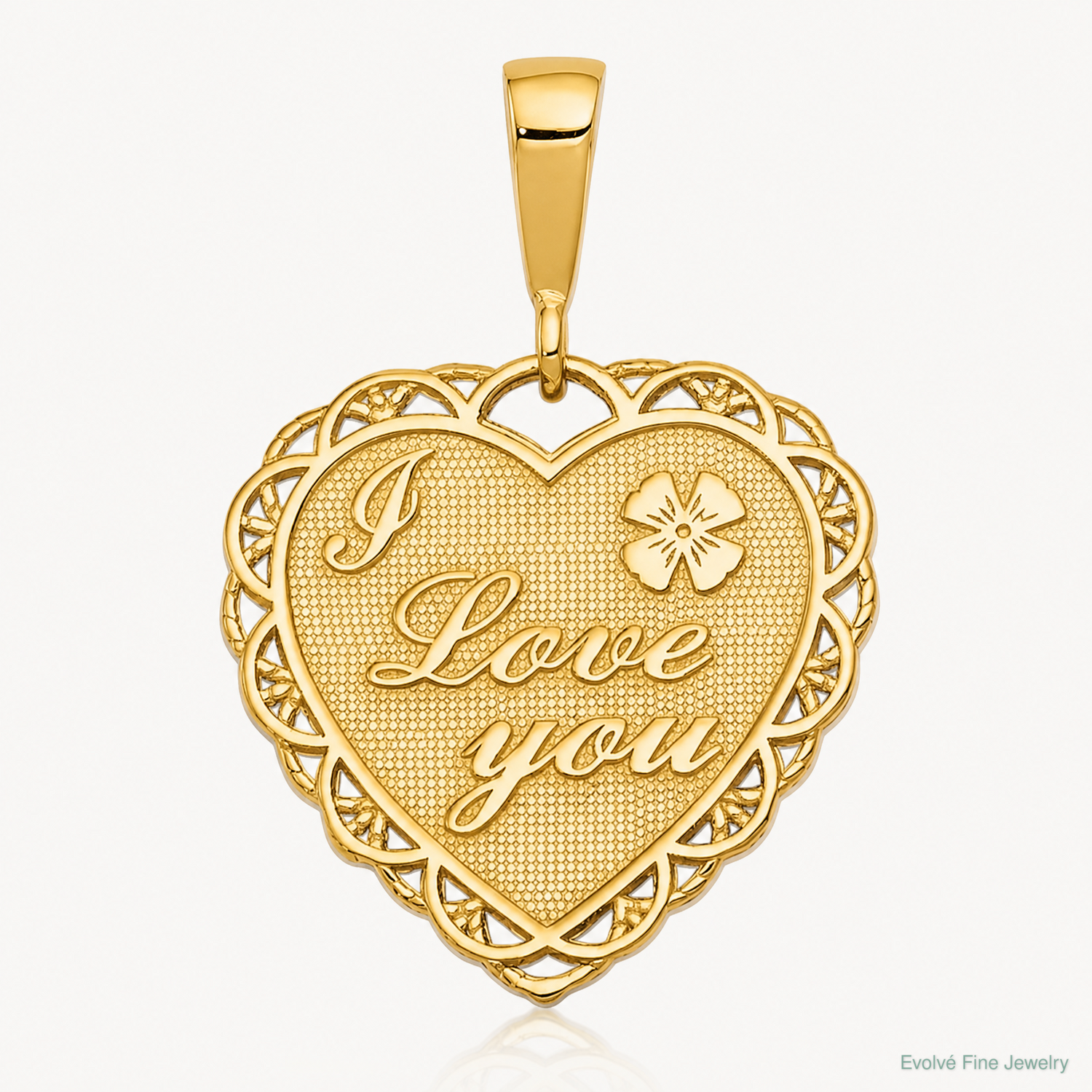 14k Reversible I LOVE YOU Heart Pendant - Lifestyle View