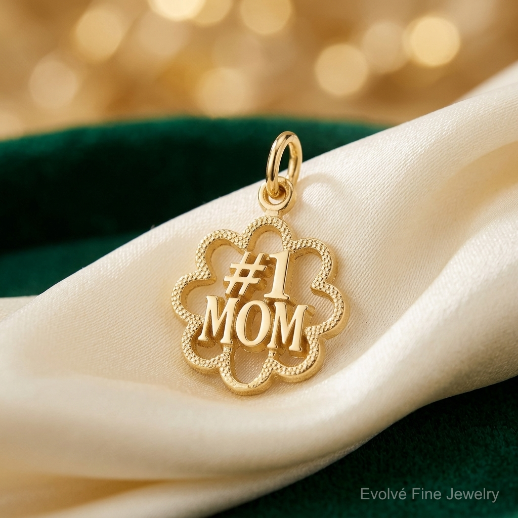 14k #1 MOM Charm - Lifestyle View