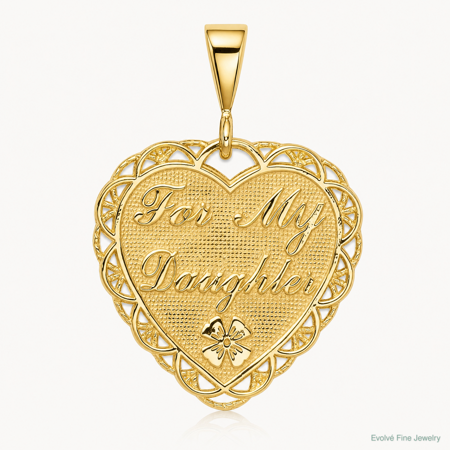 14k Reversible FOR MY DAUGHTER Heart Charm - Lifestyle View