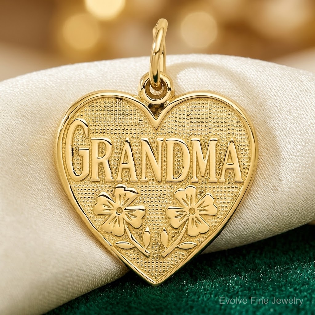 14k GRANDMA Heart Charm - Lifestyle View