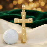 14K Satin and Diamond -Cut Cross Pendant - Lifestyle View