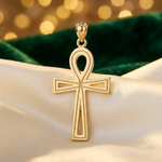 14k Ankh Cross Charm - Lifestyle View