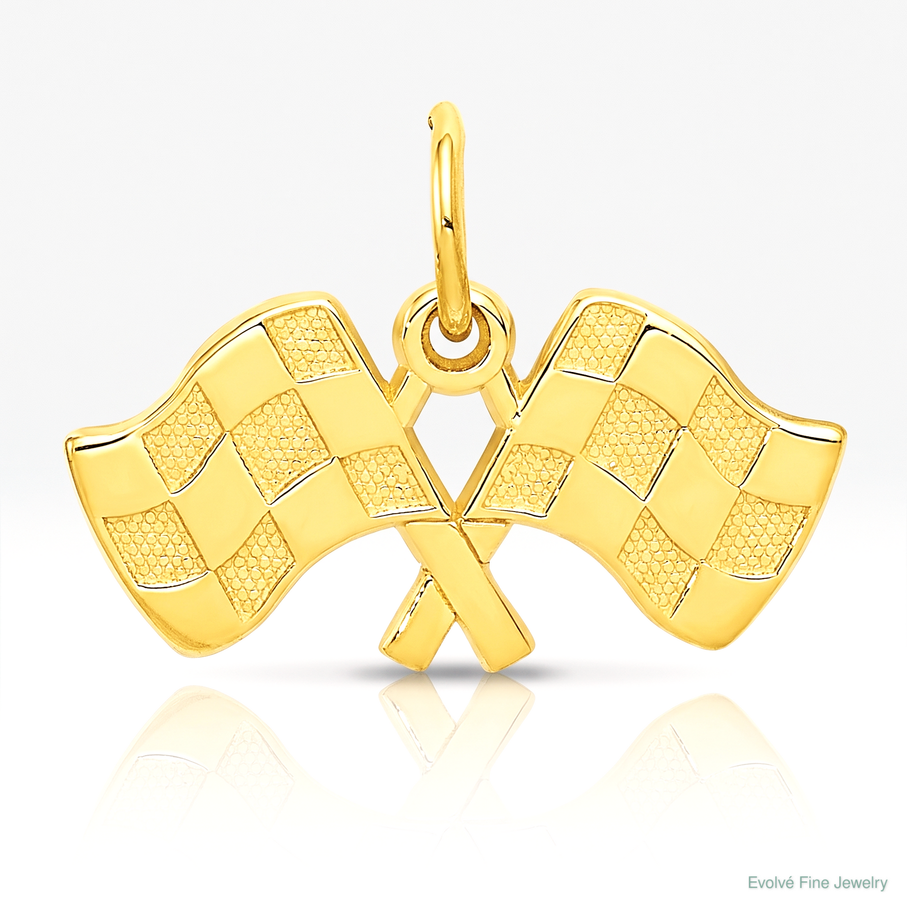 14k Racing Flags Charm - Lifestyle View