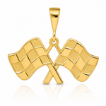 14k Racing Flags Pendant - Lifestyle View
