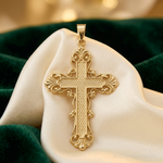 14k Fleur De Lis Cross Pendant - Lifestyle View