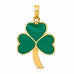 14k Green Enameled Shamrock Pendant - Lifestyle View