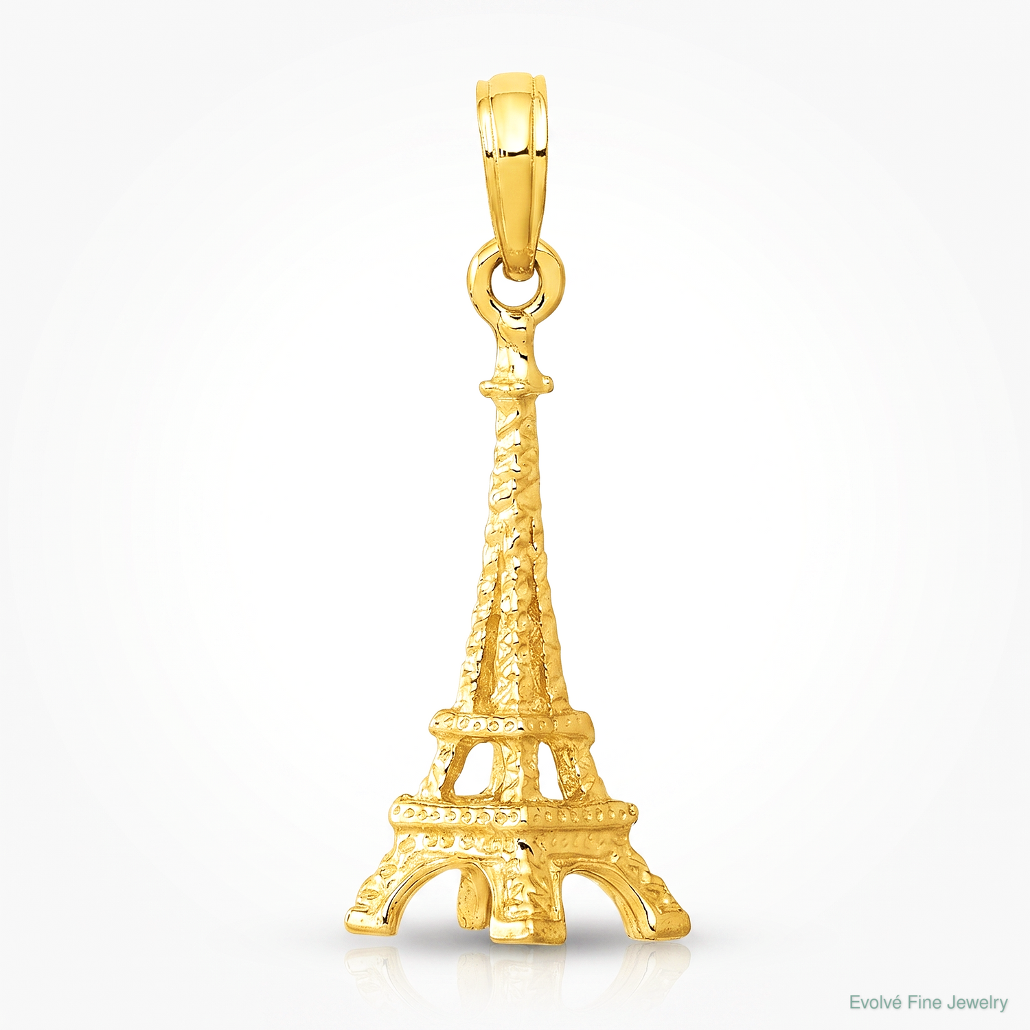 14k Solid Polished 3-D Eiffel Tower Charm - Lifestyle View