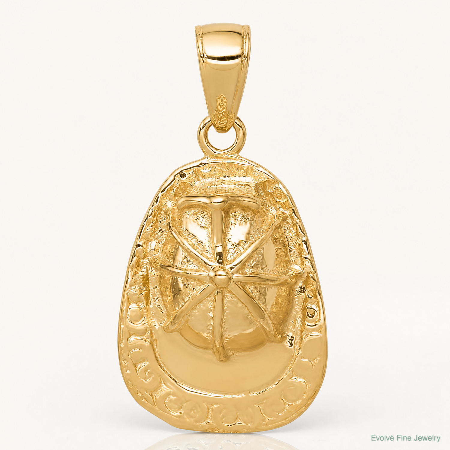 14k 3-D Firefighter Hat Pendant - Lifestyle View