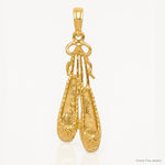 14K Solid Satin Polished Ballet Slippers Pendant - Lifestyle View