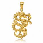 14k Solid 3-D Dragon Pendant - Lifestyle View