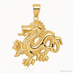 14k Solid Polished Dragon Pendant - Lifestyle View