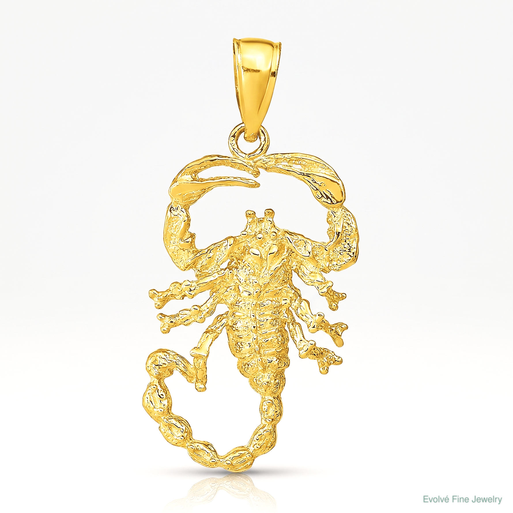 14k Solid Polished Open-Backed Scorpion Pendant - Lifestyle View