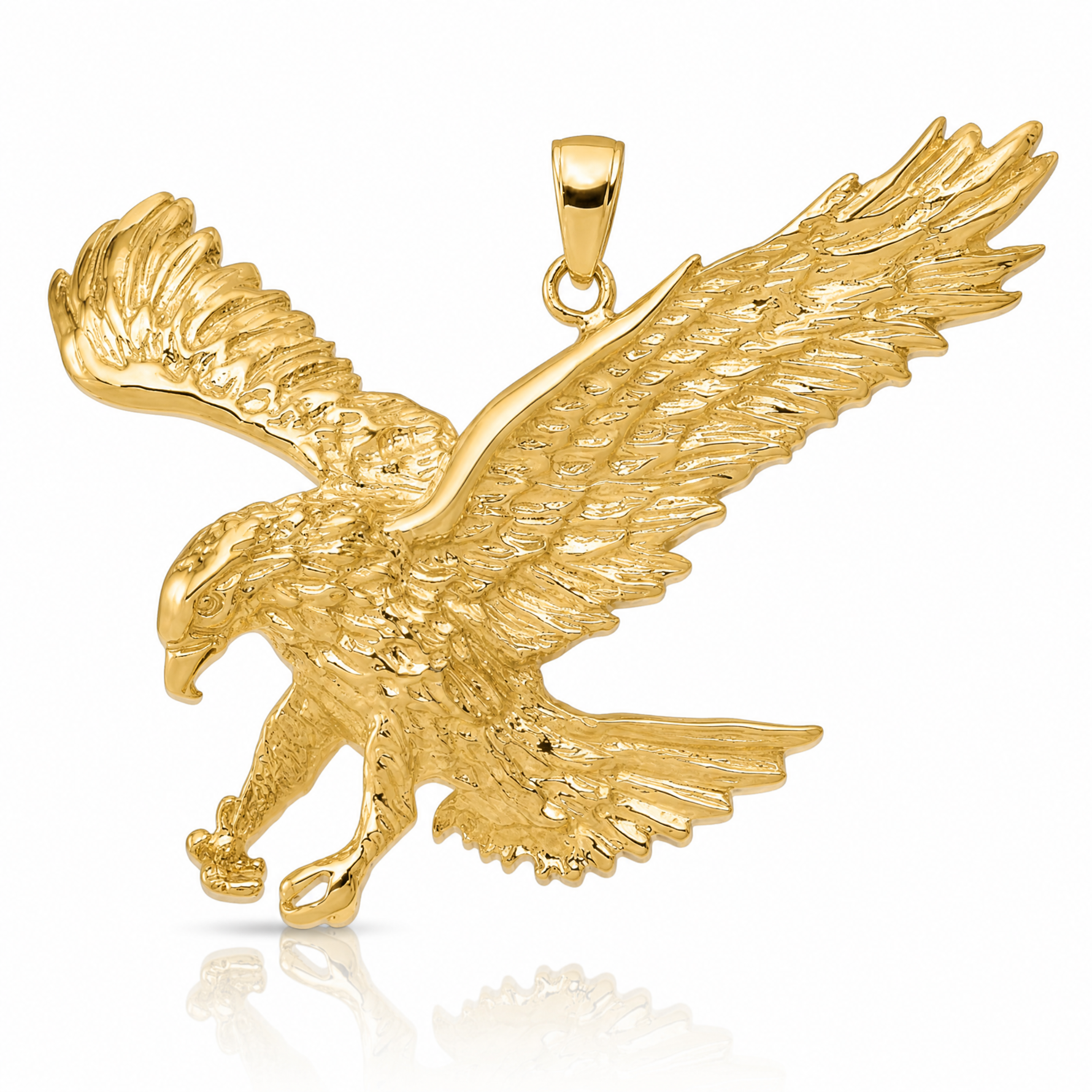 14k Solid Polished Eagle Pendant - Lifestyle View