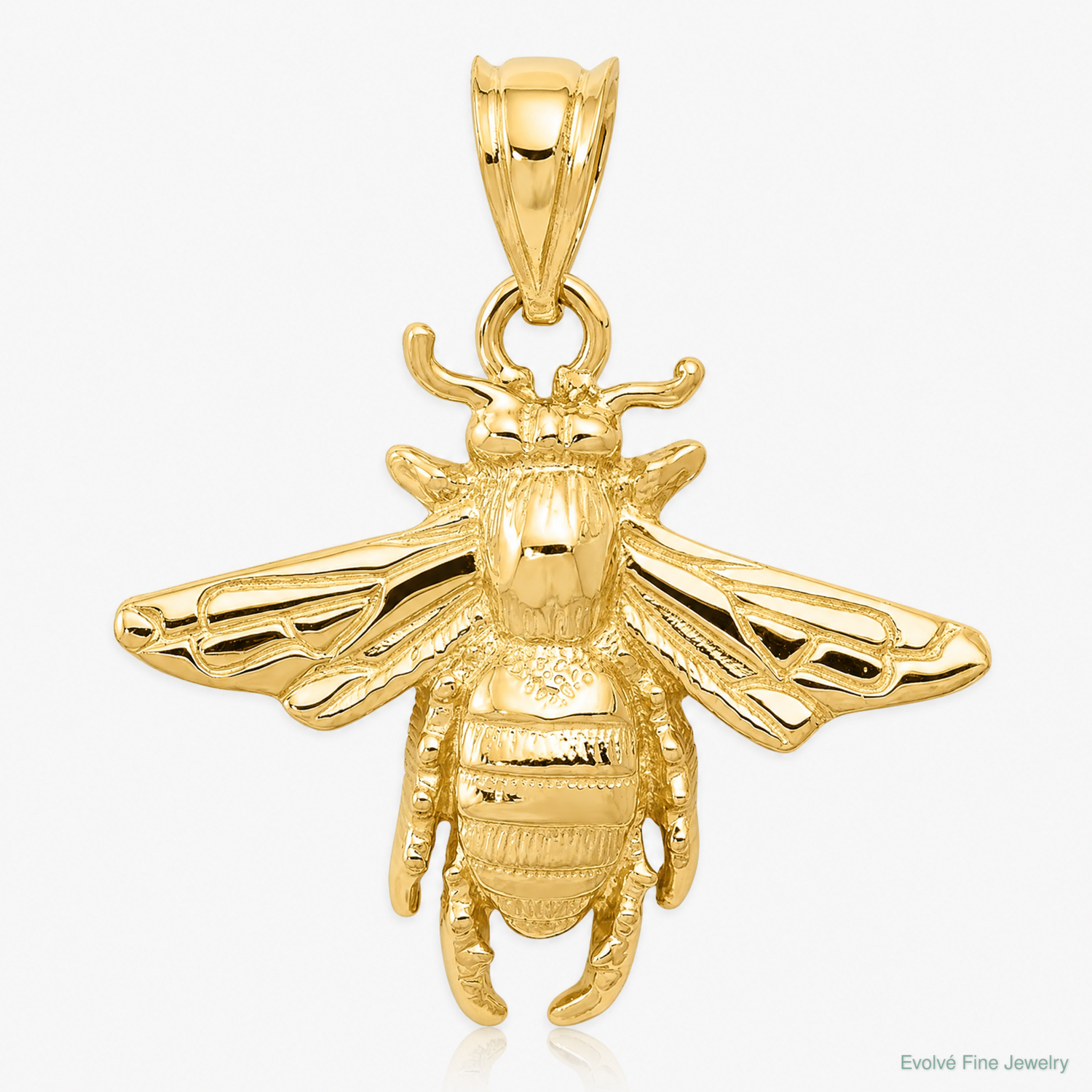 14k Solid Open-Backed Bee Pendant - Lifestyle View