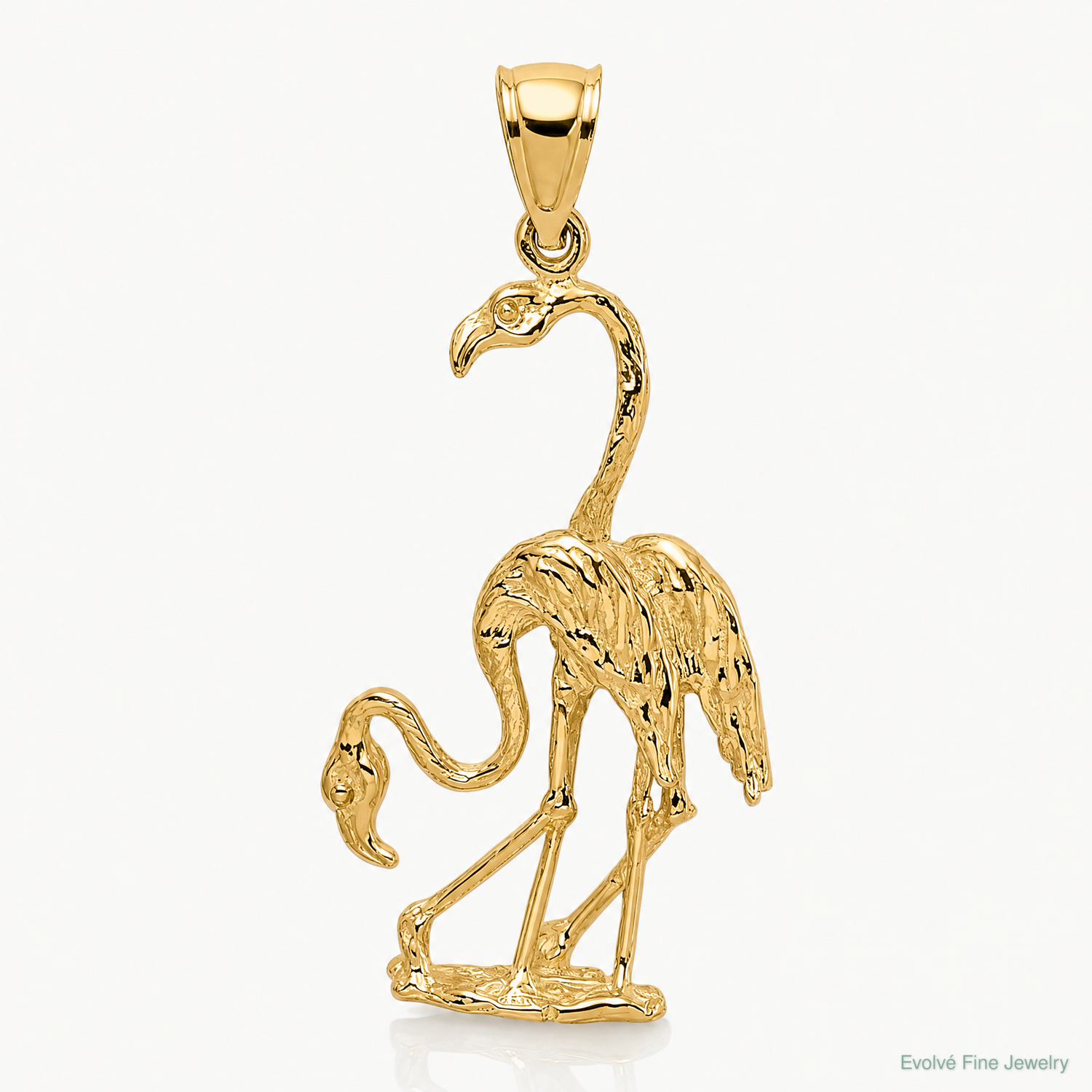 14k Solid Polished 3-Dimensional Double Flamingo Charm - Lifestyle View