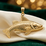 14k Polished Open-Backed Redfish Pendant - Lifestyle View