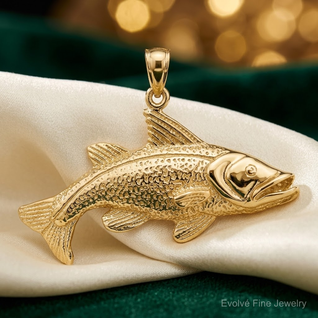 14k Polished Open-Backed Redfish Pendant - Lifestyle View