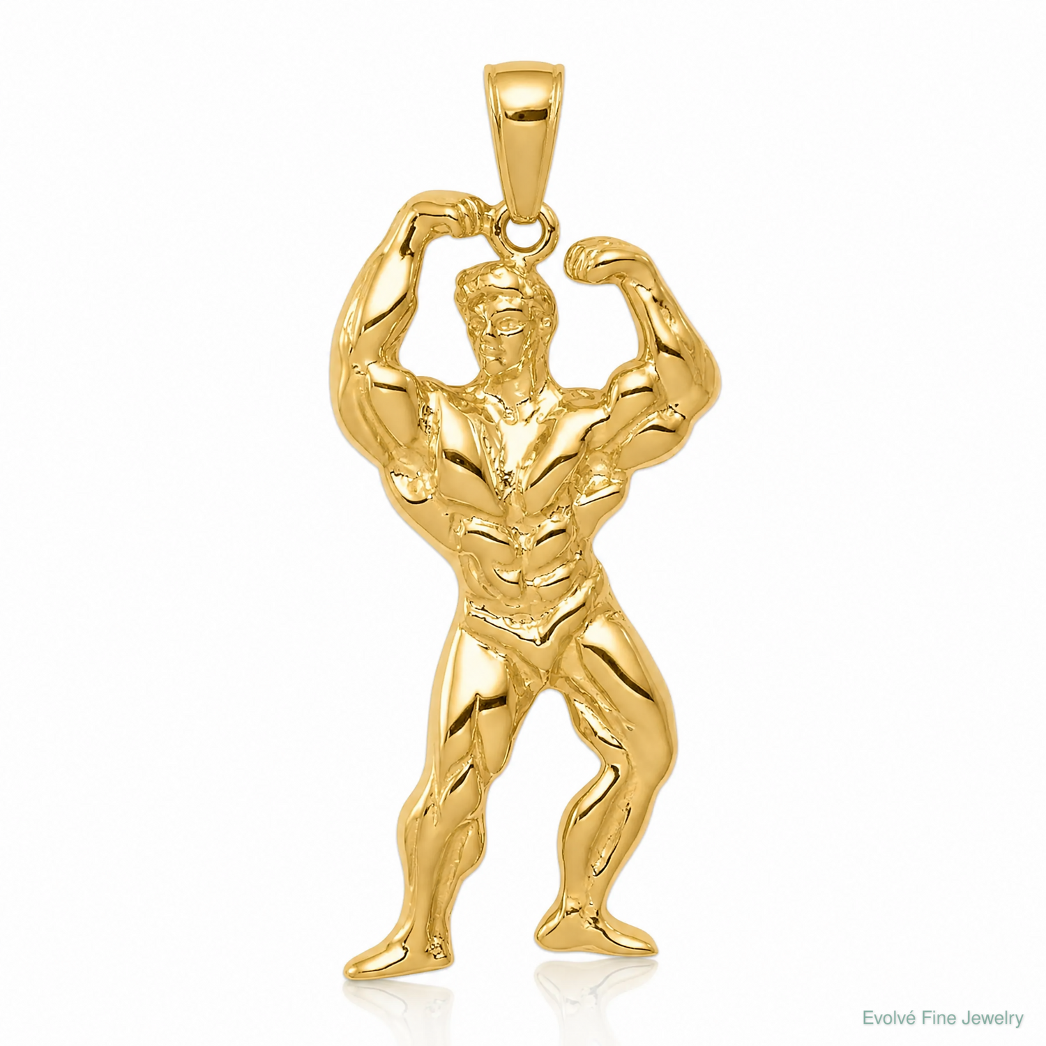 14k Solid Polished Weightlifter Pendant - Lifestyle View