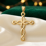 14k Polished Cross Pendant - Lifestyle View