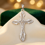 14k White Gold Crucifix Pendant - Lifestyle View