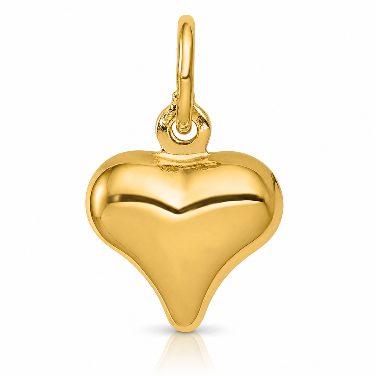 14K Polished 3-D Puffed Heart Charm - Lifestyle View