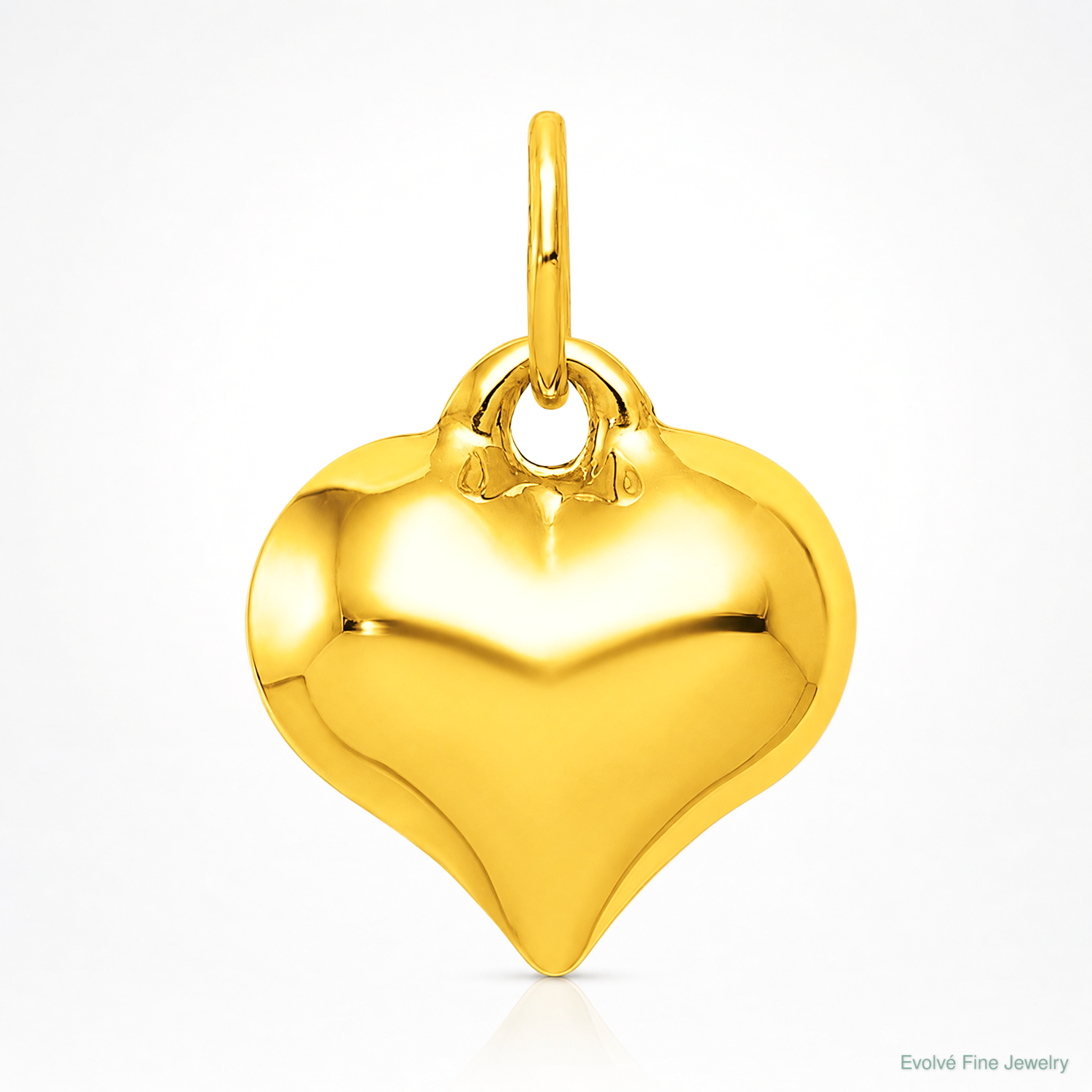 14K Polished 3-D Puffed Heart Pendant - Lifestyle View