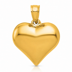 14K Polished 3-D Puffed Heart Pendant - Lifestyle View